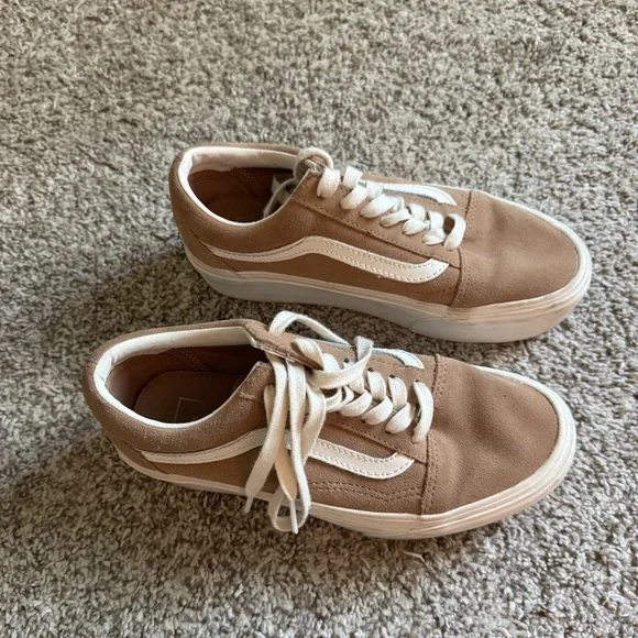 Vans Platform Suede Sneaker — tan with White Stripe - Picture 3 of 3